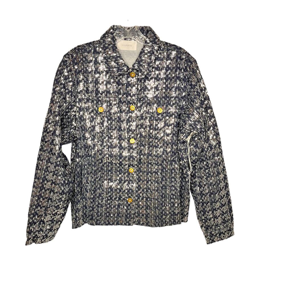 Six / Fifty Denim Sequin Pixie Jacket Size Medium NWT